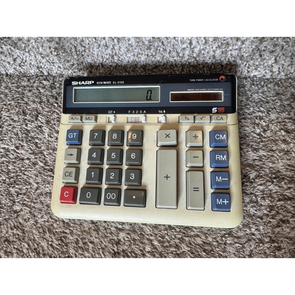 SHARP Elsi Mate EL-2135 Twin Power Solar Powered Vintage Calculator‎